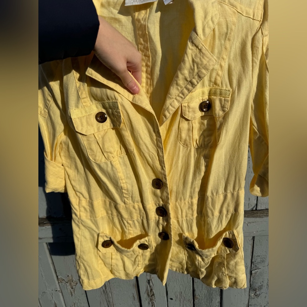 Chico’s Women’s 100% Linen Yellow Lightweight Jacket Size 0